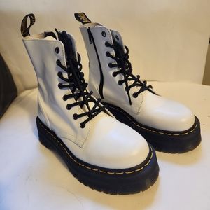 Dr. Martens White and Black Combat Boots